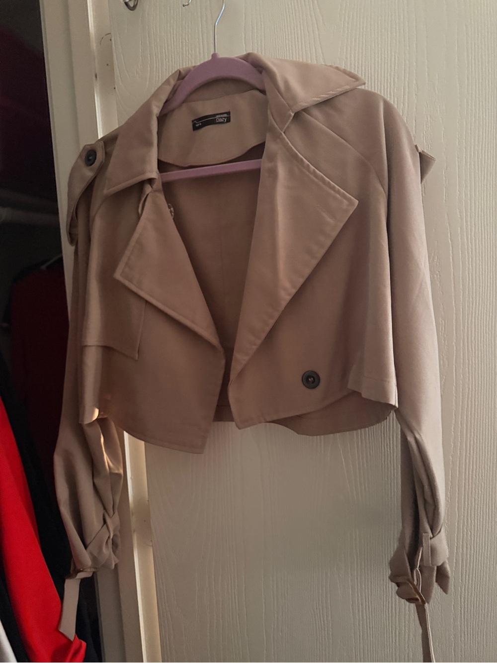 Cropped Trench Jacket in Taupe - Stylish Women's Coat
